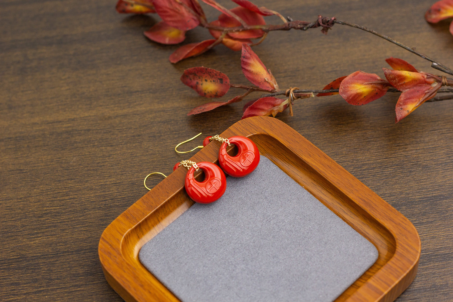 <You's jewelry>Exclusive customized cinnabar earrings