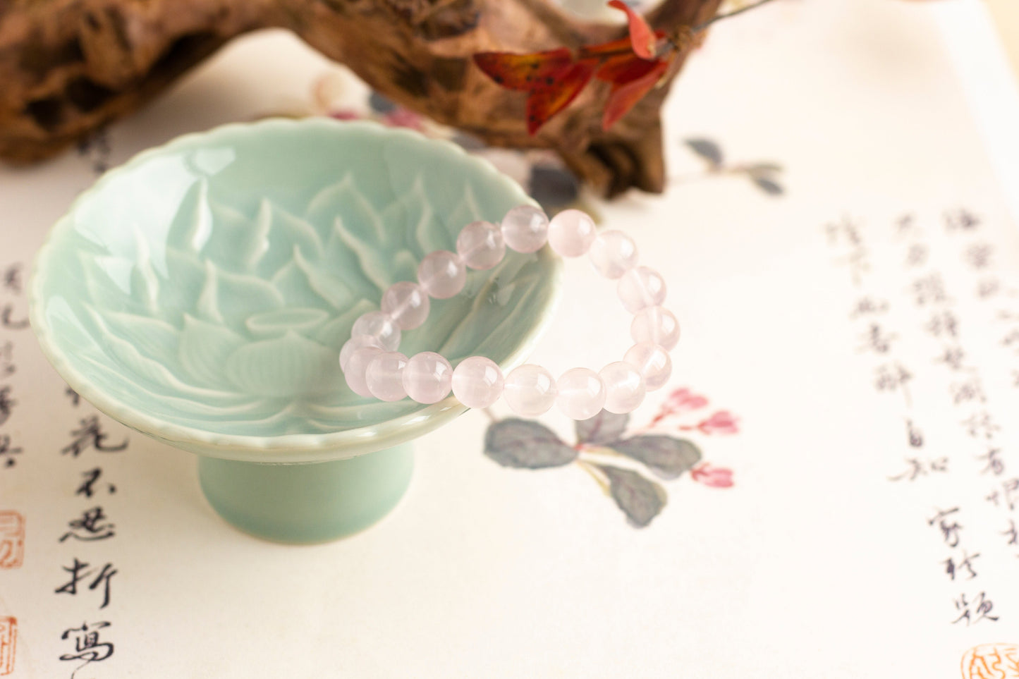 <You's jewelry>Exclusively customized six-pointed star Rose Quartz bracelet(11+)