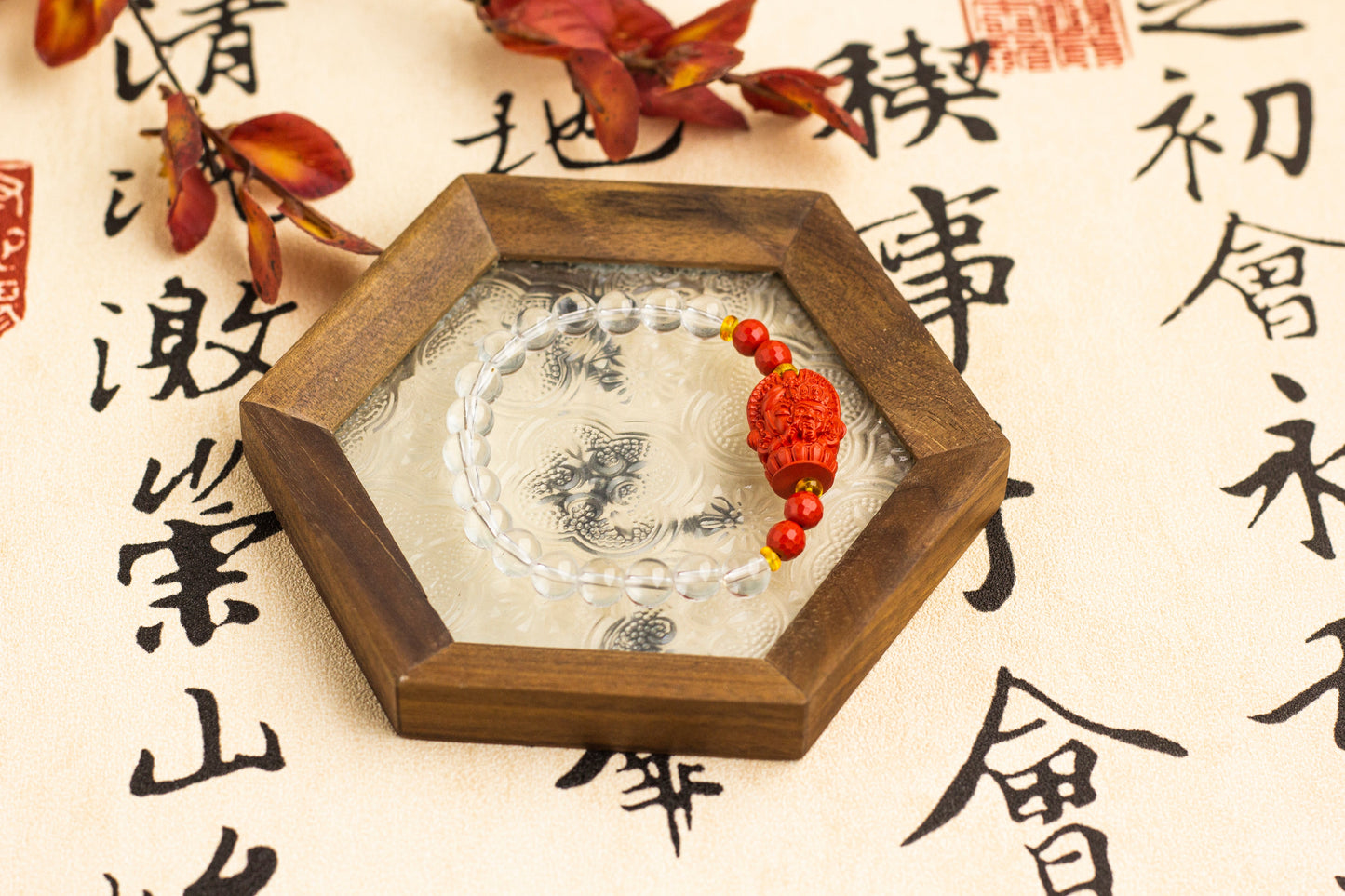 <You's jewelry>Exclusively customized white crystal cinnabar bracelet