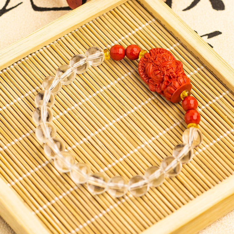 <You's jewelry>Exclusively customized white crystal cinnabar bracelet