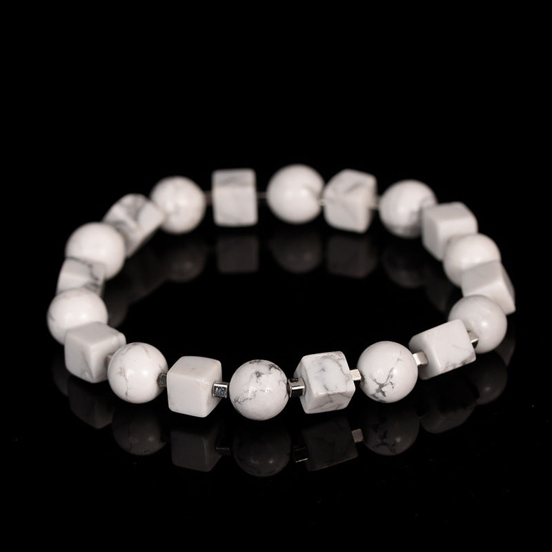 Personalized colorful crystal stone faceted cube bracelet simple handmade elastic gold bead bracelet for women