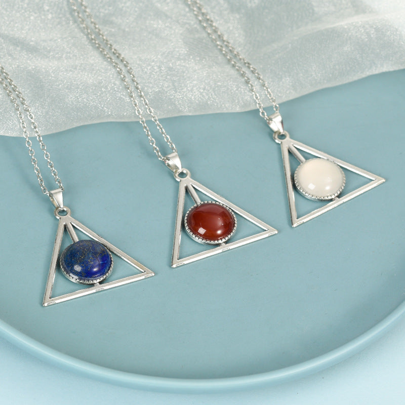 Triangular crystal necklace ins niche design high-end clavicle chain light luxury simple accessories pendant