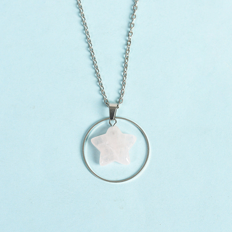 Ring five-pointed star crystal necklace niche design high-end clavicle chain light luxury simple accessories pendant