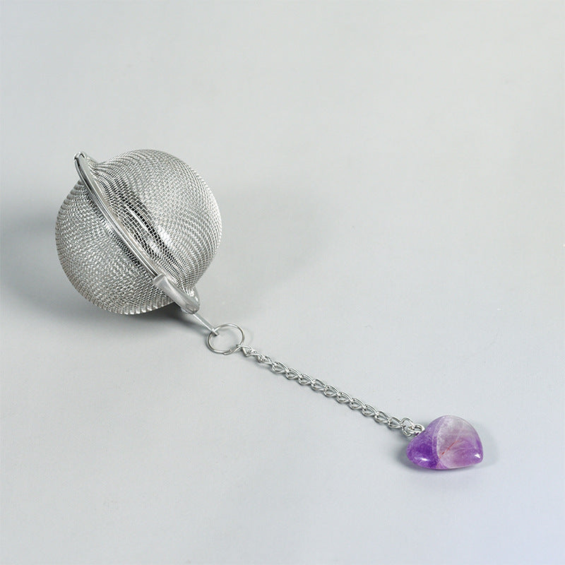 Crystal love mesh with chain stainless steel tea drain soup Weibao tea maker hot pot marinade filter and seasoning ball