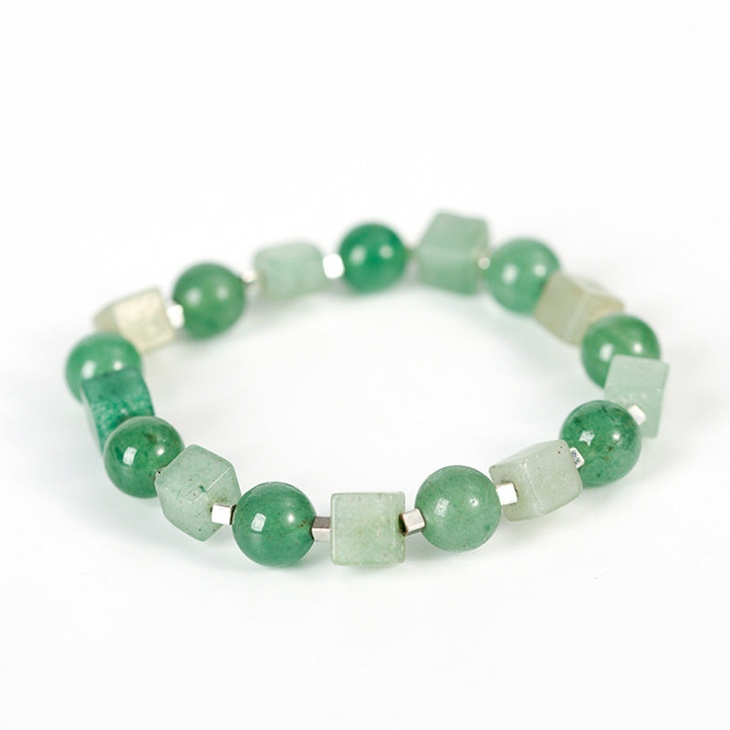 Personalized colorful crystal stone faceted cube bracelet simple handmade elastic gold bead bracelet for women