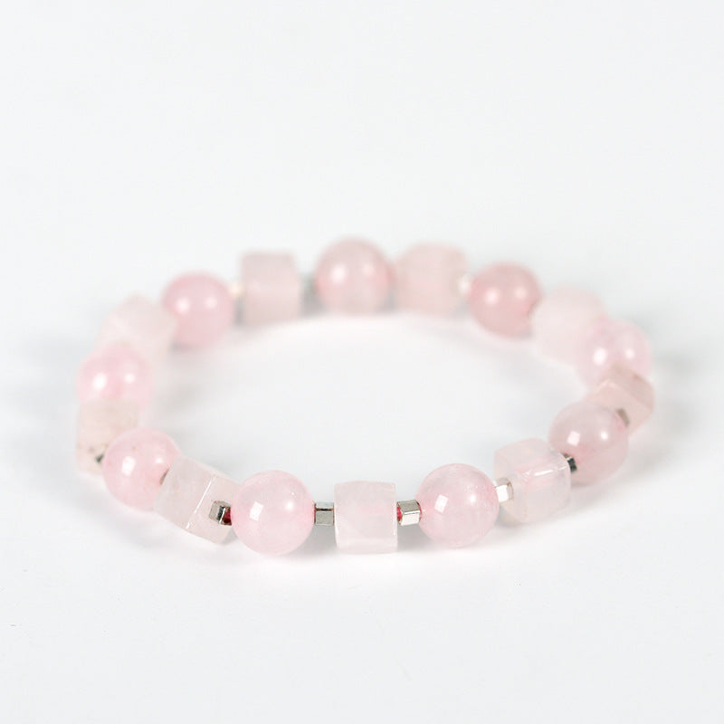 Personalized colorful crystal stone faceted cube bracelet simple handmade elastic gold bead bracelet for women