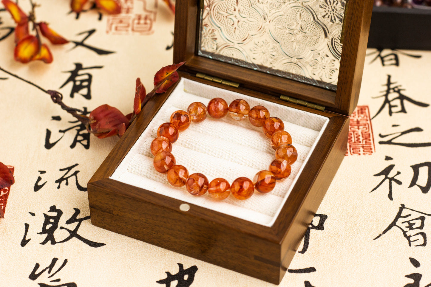 <You's jewelry>Exclusively customized red plastic flower bracelet(11+)
