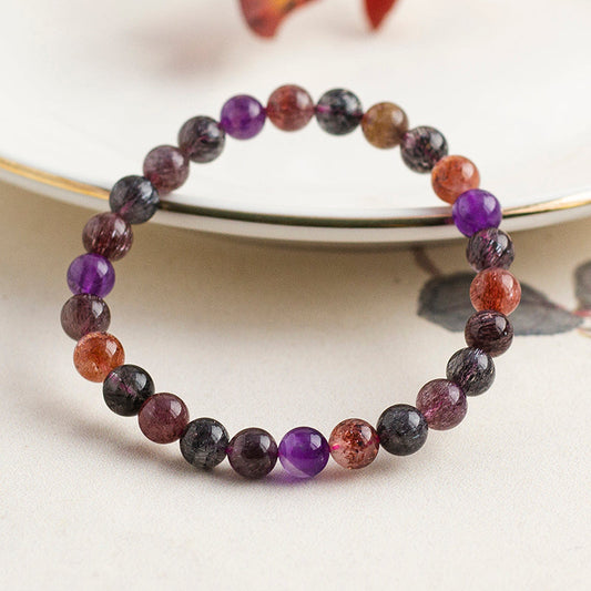 <You's jewelry>Exclusively customized blackcurrant super seven bracelet (6+)