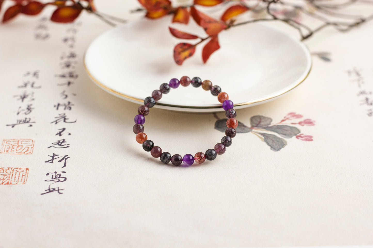 <You's jewelry>Exclusively customized blackcurrant super seven bracelet (6+)