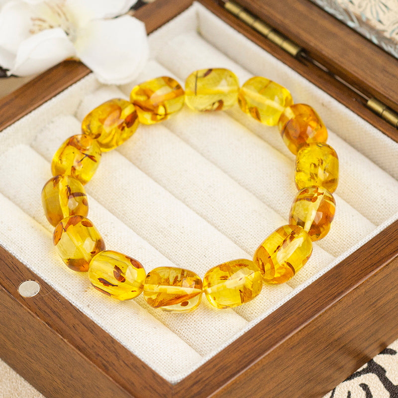 <You's jewelry>Exclusive customized flower amber and date bead bracelet