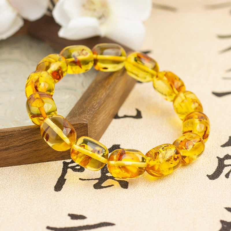 <You's jewelry>Exclusive customized flower amber and date bead bracelet