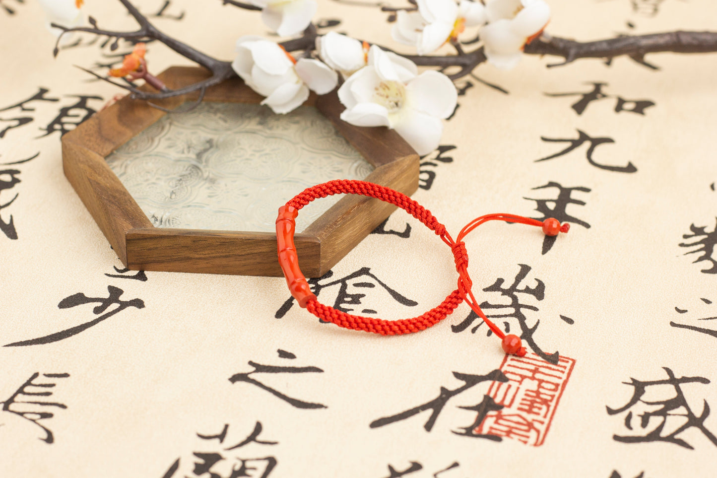 <You's jewelry>Exclusive customized cinnabar bamboo bracelet