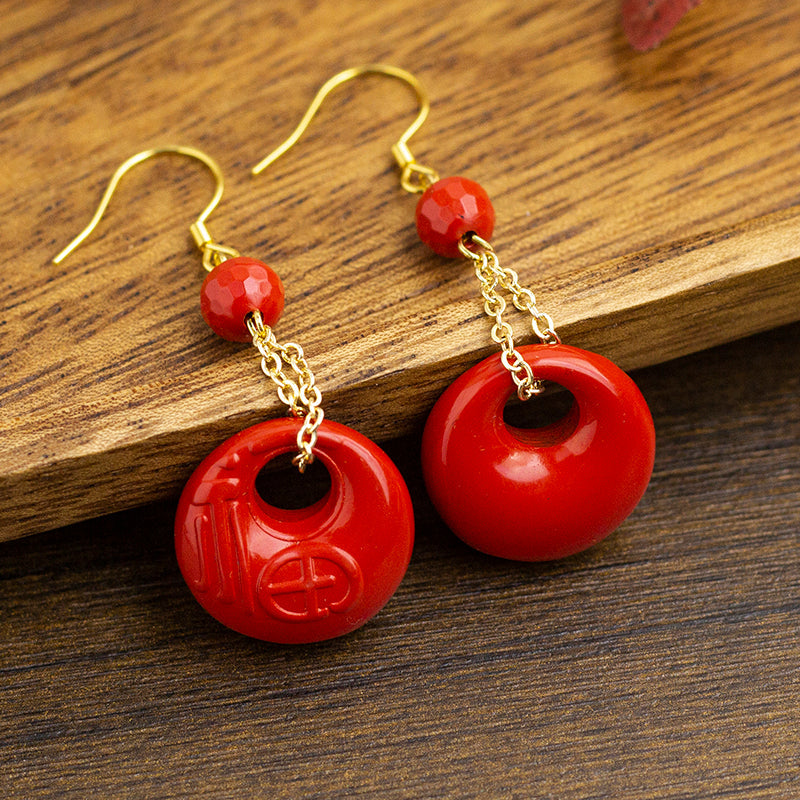 <You's jewelry>Exclusive customized cinnabar earrings