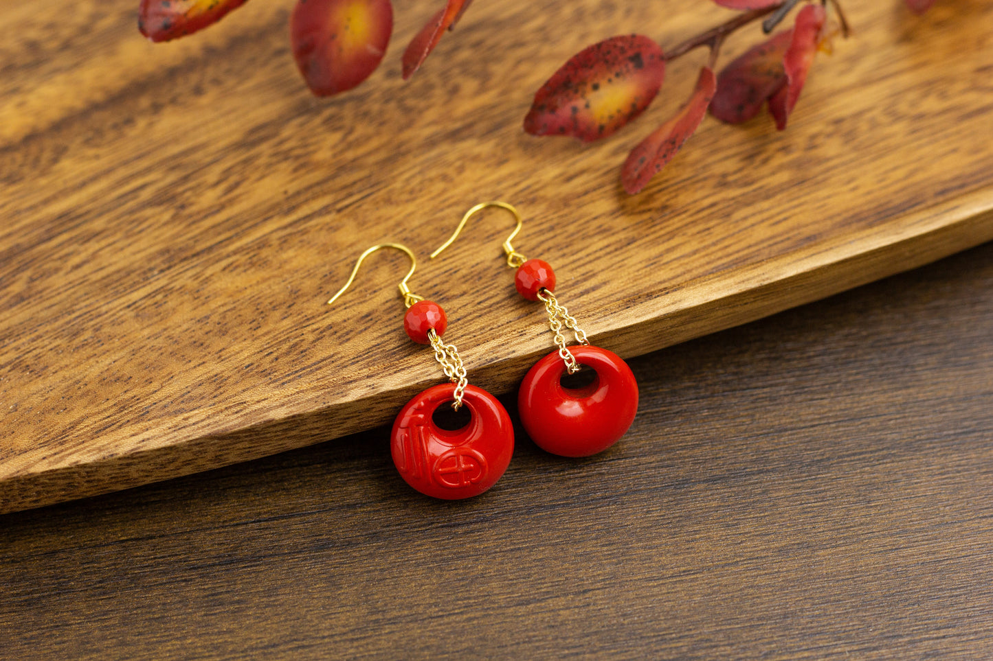 <You's jewelry>Exclusive customized cinnabar earrings