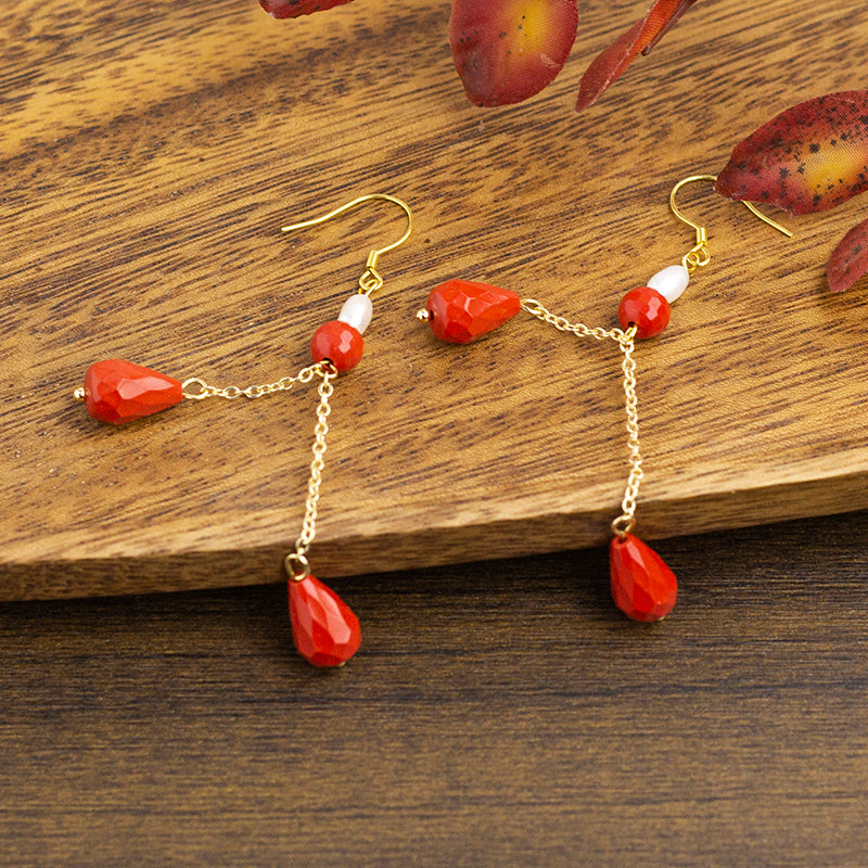 <You's jewelry>Exclusive customized cinnabar earrings