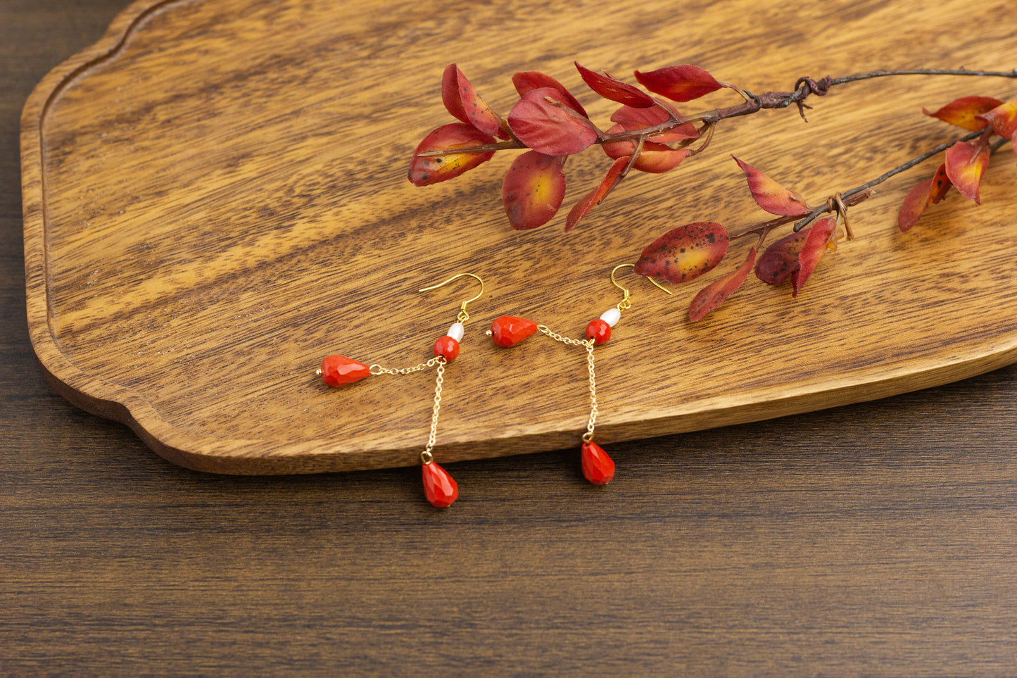 <You's jewelry>Exclusive customized cinnabar earrings