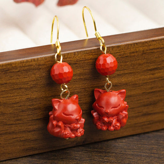 <You's jewelry>Exclusive customized cinnabar fox earrings