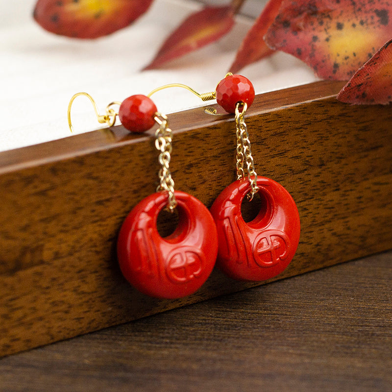 <You's jewelry>Exclusive customized cinnabar earrings