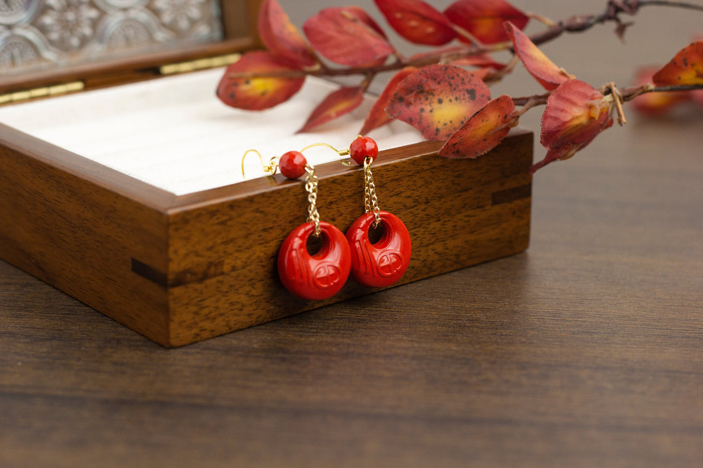 <You's jewelry>Exclusive customized cinnabar earrings