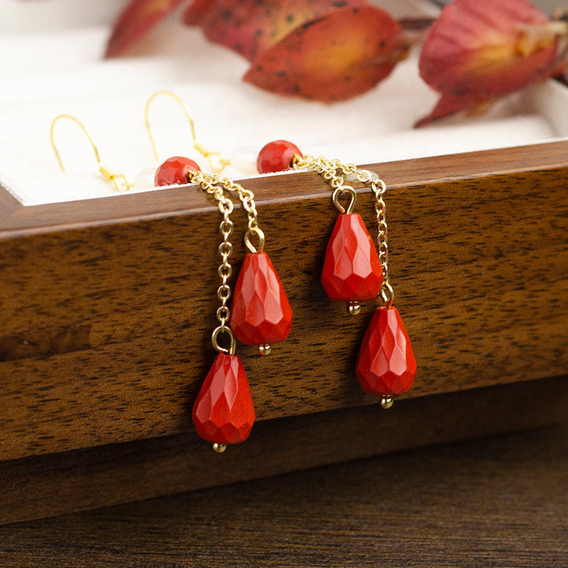 <You's jewelry>Exclusive customized cinnabar earrings