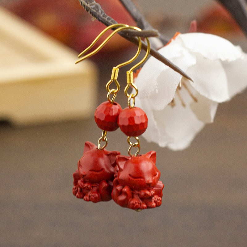 <You's jewelry>Exclusive customized cinnabar fox earrings