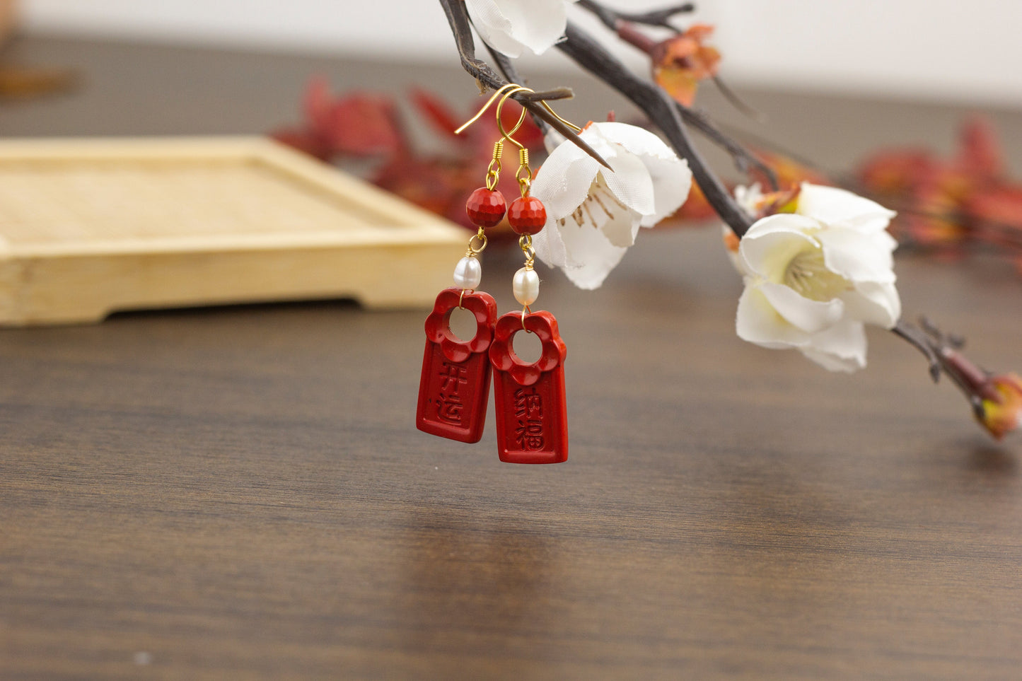 <You's jewelry>Exclusive customized cinnabar earrings