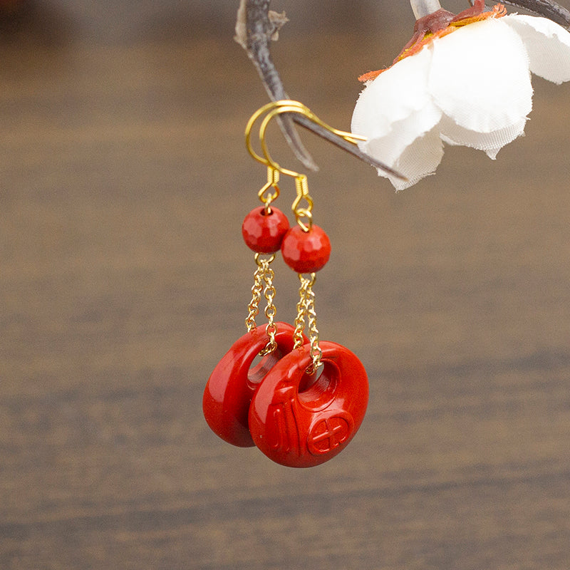 <You's jewelry>Exclusive customized cinnabar earrings