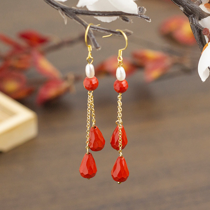 <You's jewelry>Exclusive customized cinnabar earrings