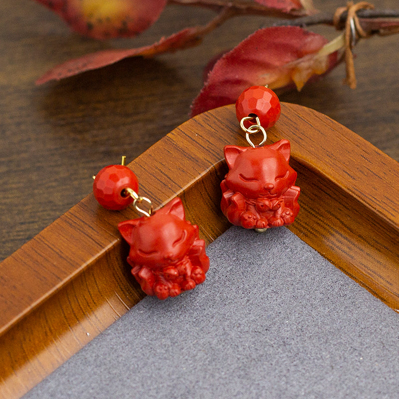 <You's jewelry>Exclusive customized cinnabar fox earrings