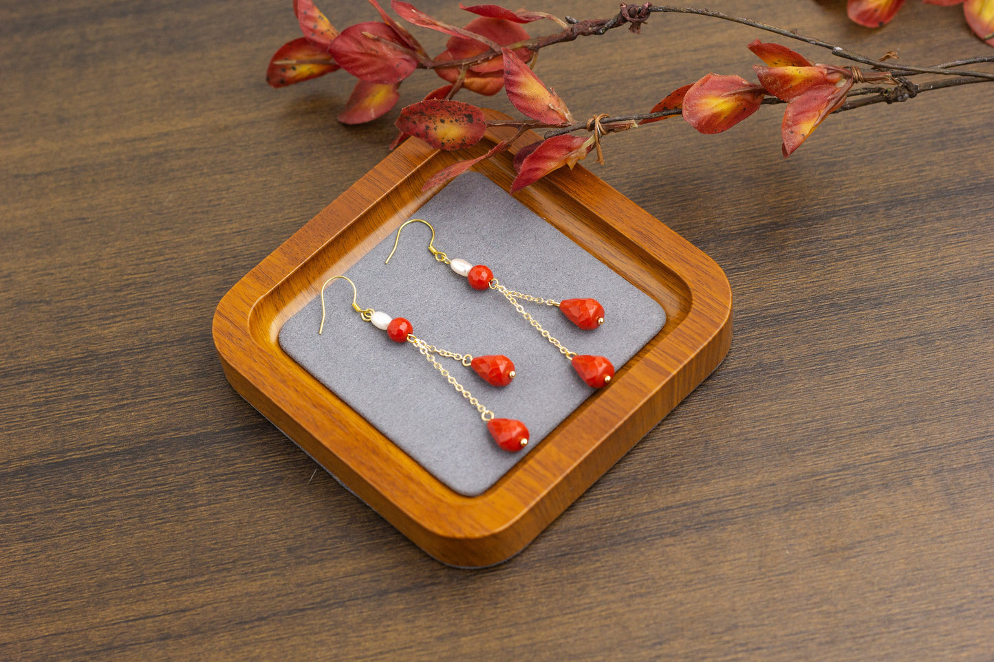 <You's jewelry>Exclusive customized cinnabar earrings