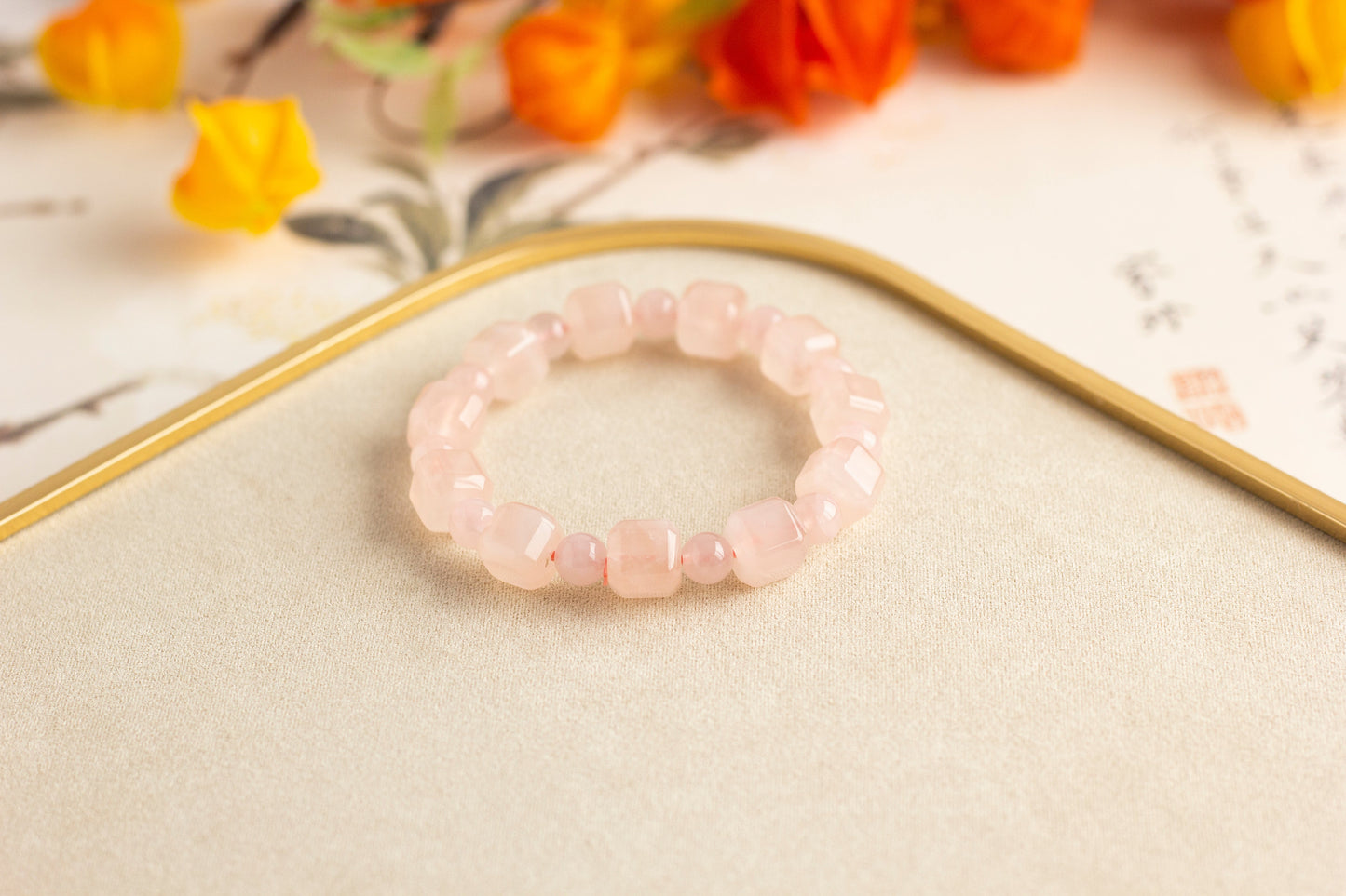 <You's jewelry>Exclusive customized rose quartz sugar cube bracelet