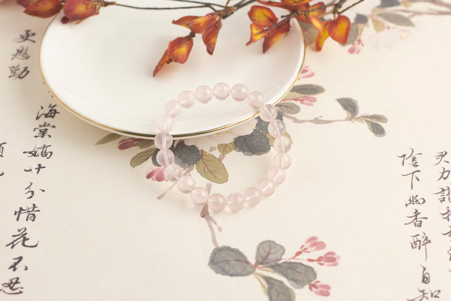 <You's jewelry>Exclusively customized six-pointed star rose quartz bracelet (9+)