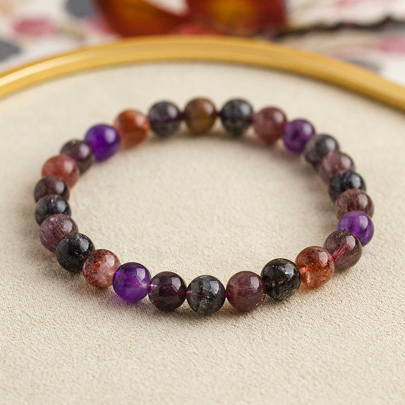 <You's jewelry>Exclusively customized blackcurrant super seven bracelet (6+)