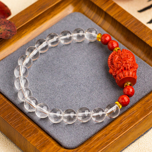 <You's jewelry>Exclusively customized white crystal cinnabar bracelet