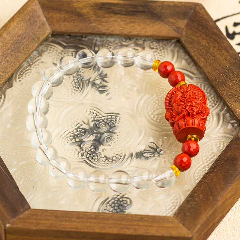 <You's jewelry>Exclusively customized white crystal cinnabar bracelet