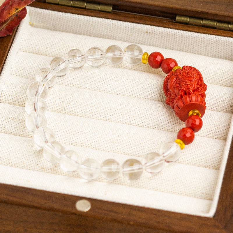 <You's jewelry>Exclusively customized white crystal cinnabar bracelet