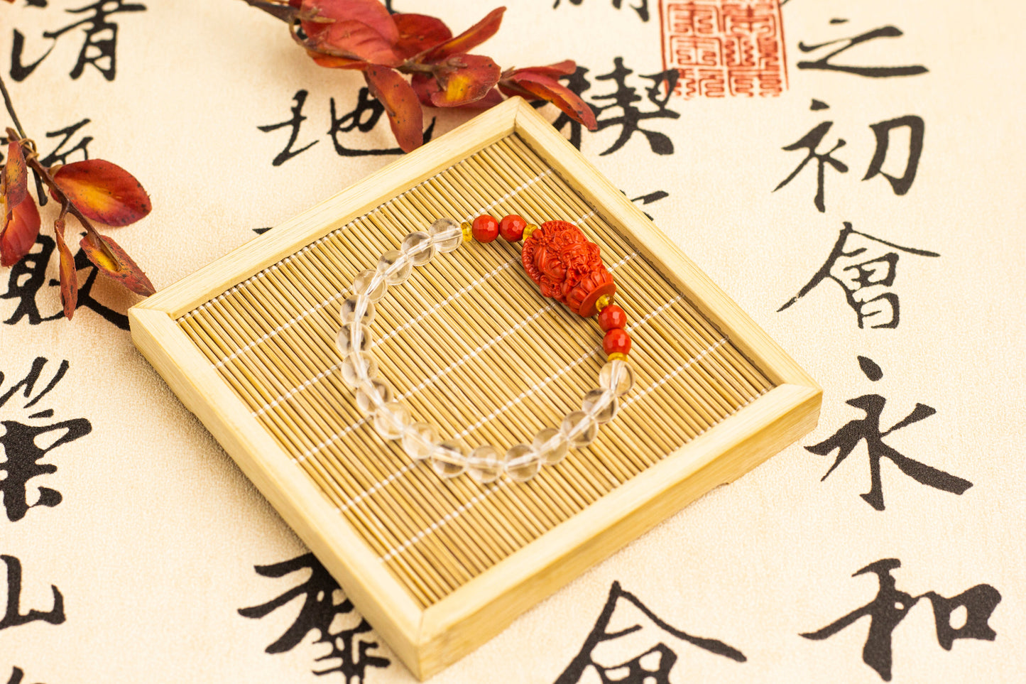 <You's jewelry>Exclusively customized white crystal cinnabar bracelet