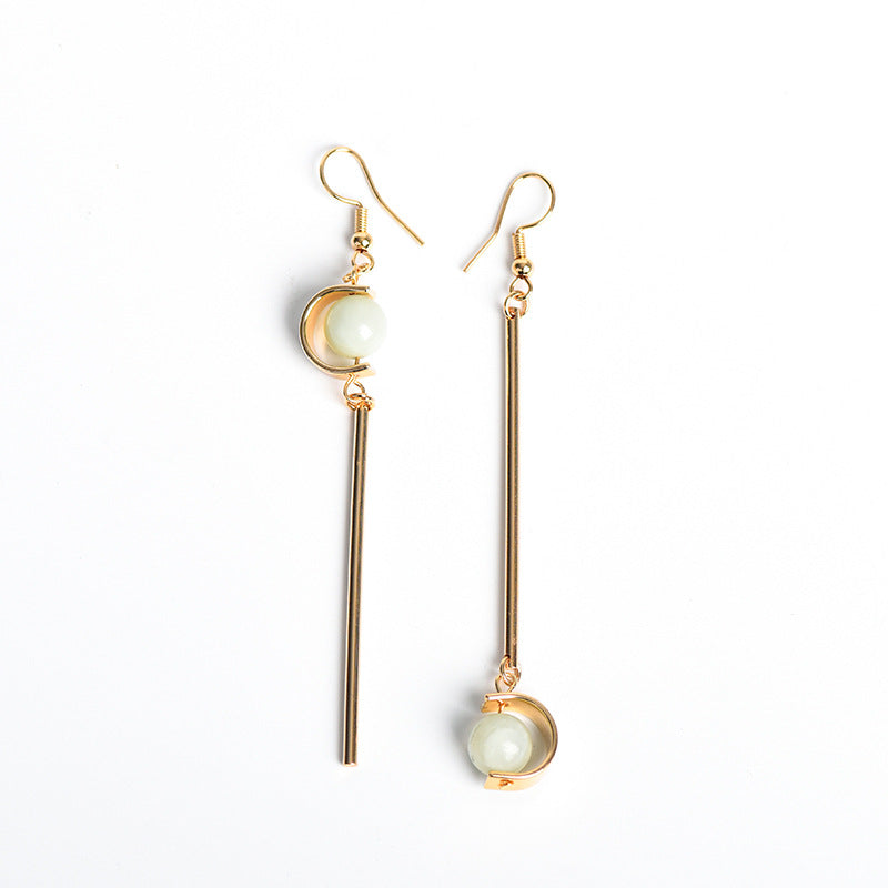 Natural crystal ball lollipop-shaped earrings, creative, simple and elegant handmade earrings