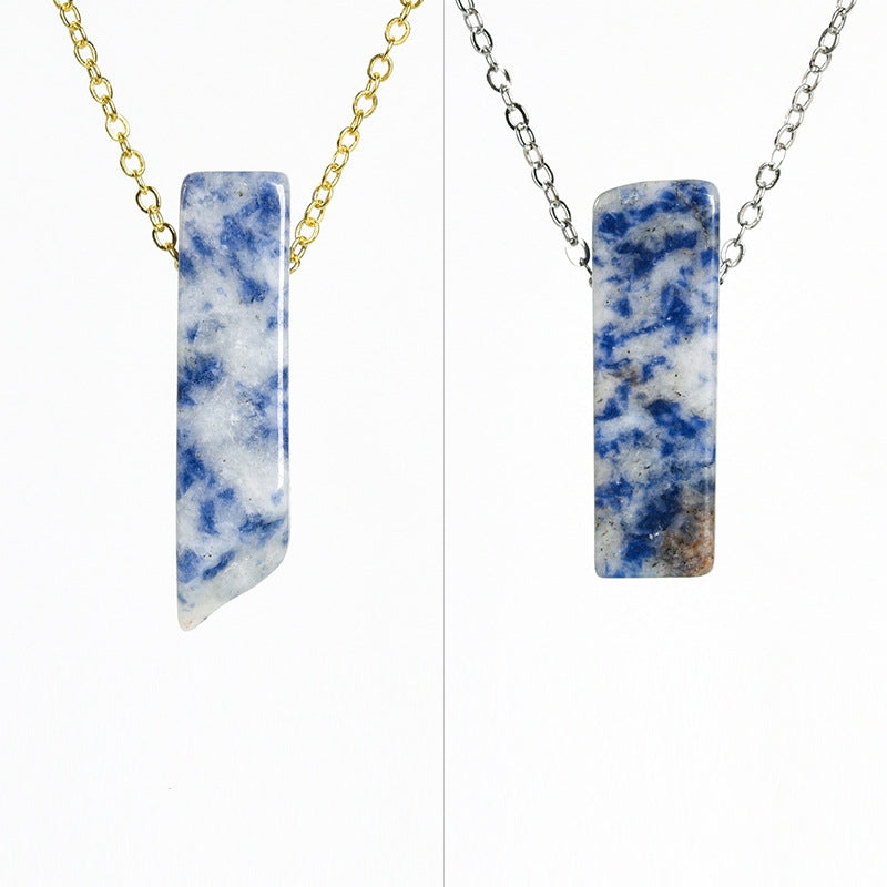 Natural crystal agate irregular flat long necklace and long pendant