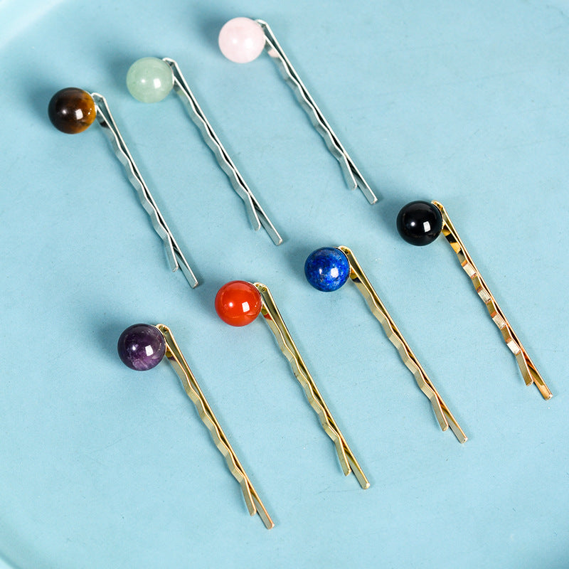 Design sense niche crystal raw stone crystal ball beads new Chinese style heavy industry hair clip personality simple elegant retro hair fork