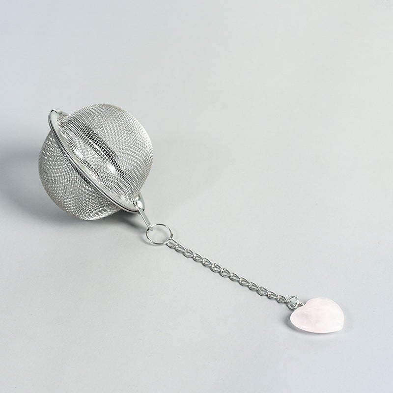 Crystal love mesh with chain stainless steel tea drain soup Weibao tea maker hot pot marinade filter and seasoning ball