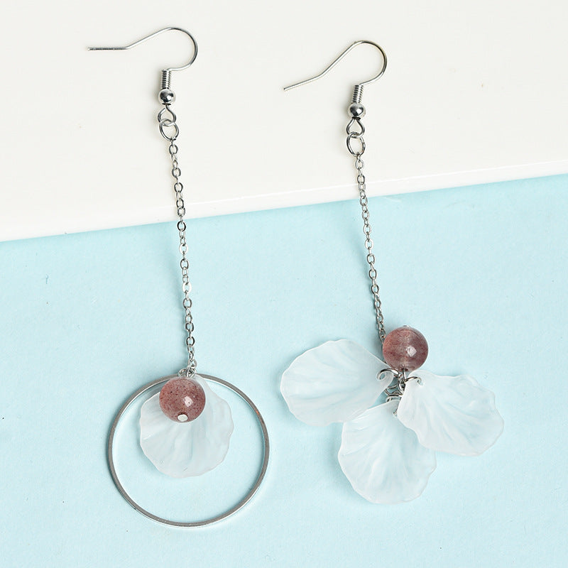 Natural crystal ball bead flower earrings creative simple and elegant handmade earrings