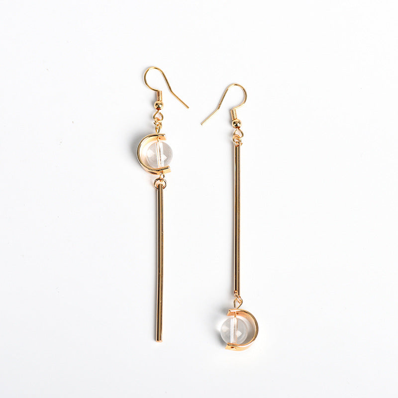 Natural crystal ball lollipop-shaped earrings, creative, simple and elegant handmade earrings