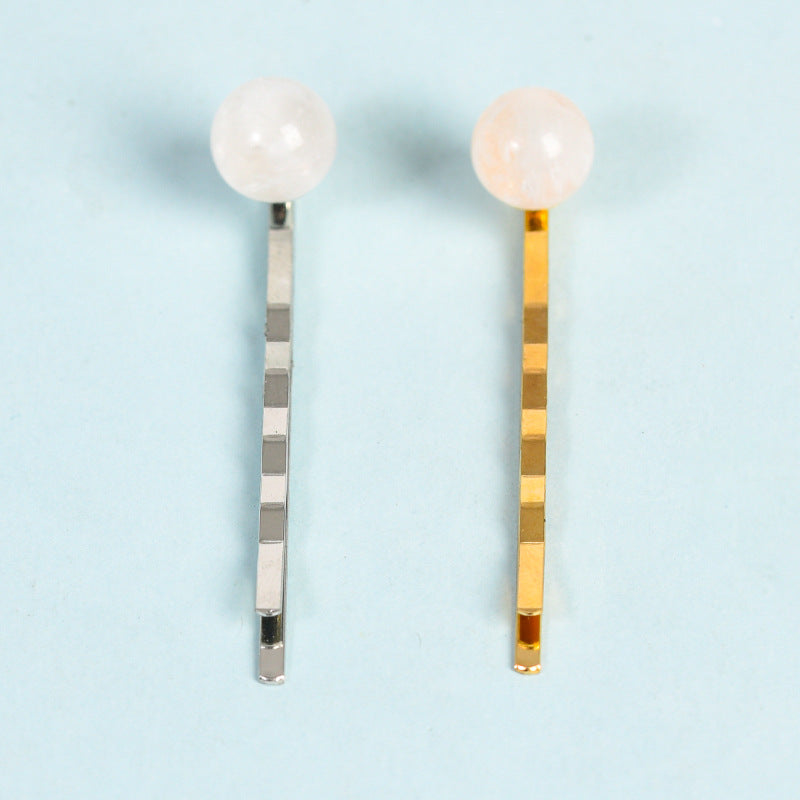 Design sense niche crystal raw stone crystal ball beads new Chinese style heavy industry hair clip personality simple elegant retro hair fork