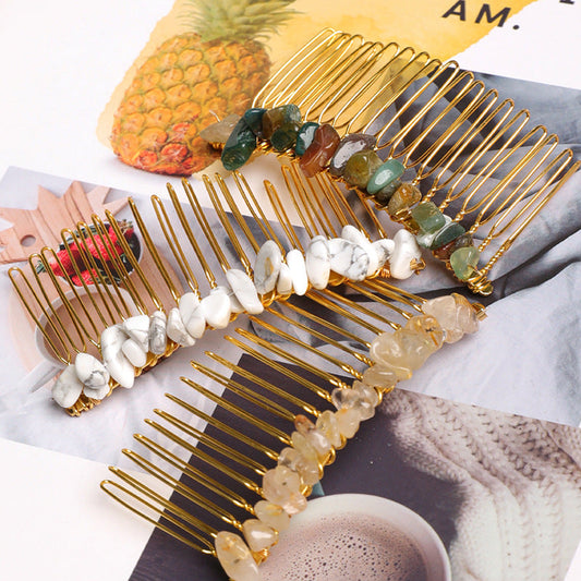 Gravel crystal hair comb holiday gift hair hoop headband comb hair accessories crown hand-tied headband