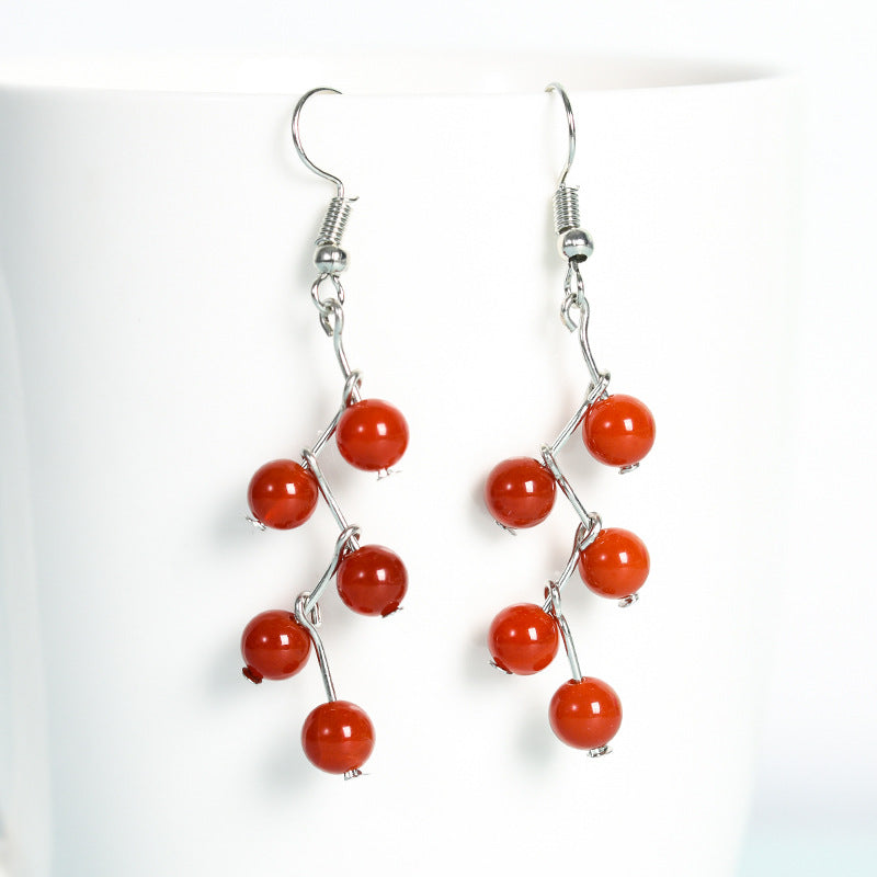 Best Selling Natural Crystal Mixed Crystal Grape Earrings Creative Simple Women's Handmade Earrings