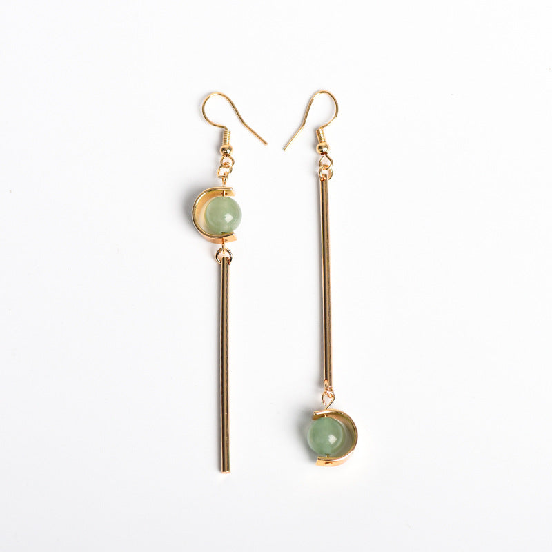 Natural crystal ball lollipop-shaped earrings, creative, simple and elegant handmade earrings