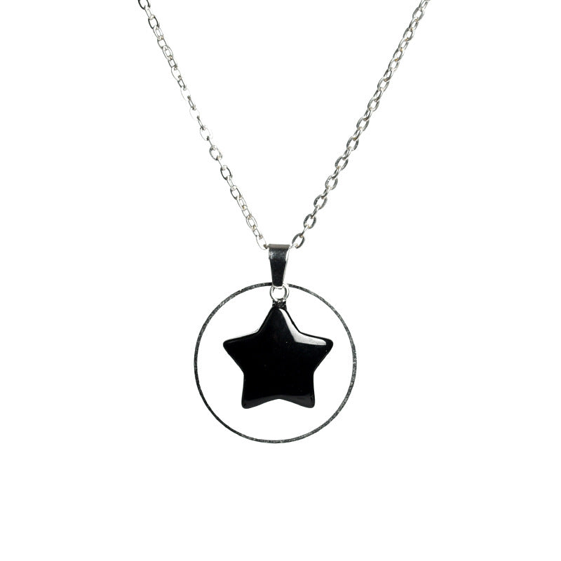 Ring five-pointed star crystal necklace niche design high-end clavicle chain light luxury simple accessories pendant