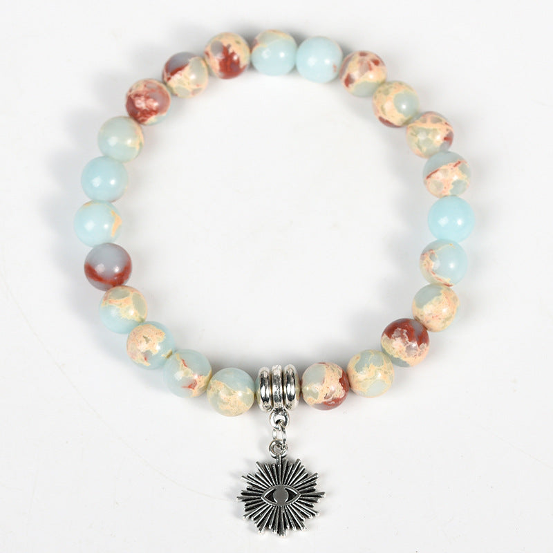 Natural snakeskin stone stone beaded bracelet Imperial stone tree of life starfish pendant bracelet