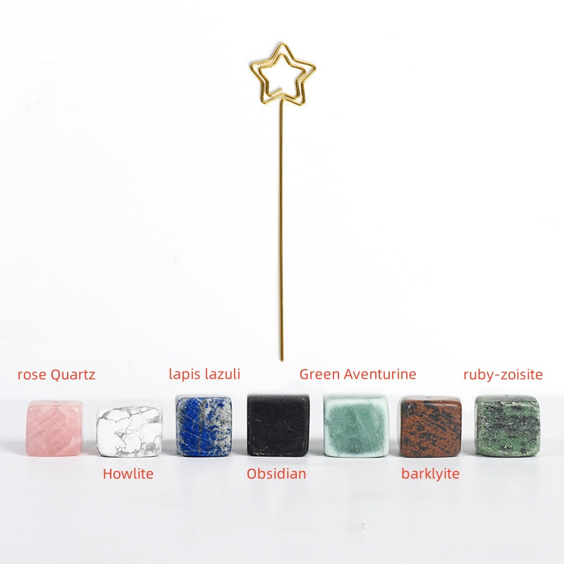 Natural crystal square stone sticky note bookmark original stone base amethyst cluster bookmark pendant creative gift